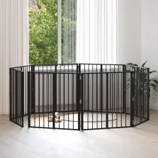 vidaXL Kutya Kapu 8 pcs Fekete 80 x 80 cm Horganyzott acél