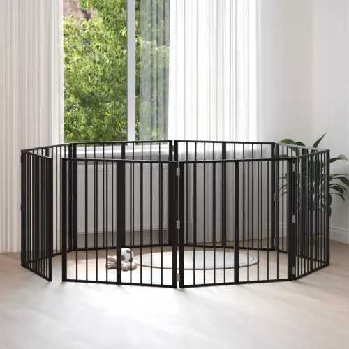 vidaXL Kutya Kapu 8 pcs Fekete 80 x 80 cm Horganyzott acél