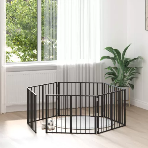 vidaXL Kutya Kapu 6 pcs Fekete 80 x 60 cm Horganyzott acél