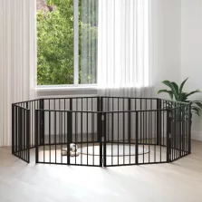 vidaXL Kutya Kapu 8 pcs Fekete 80 x 60 cm Horganyzott acél