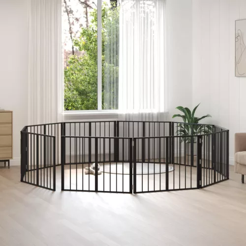 vidaXL Kutya Kapu 10 pcs Fekete 80 x 60 cm Horganyzott acél