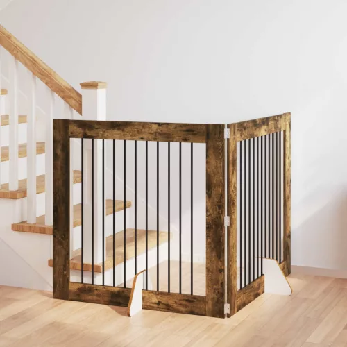 vidaXL Kutyakerítés állványokkal 2 pcs Füstös Tölgy 100 x 100 cm