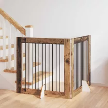   vidaXL Kutyakerítés állványokkal 2 pcs Antik Fa 100 x 100 cm