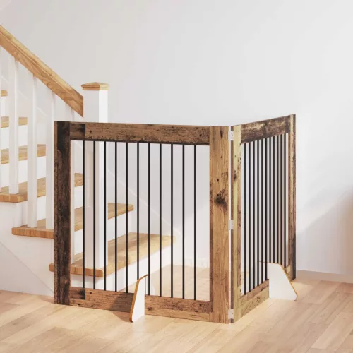 vidaXL Kutyakerítés állványokkal 2 pcs Antik Fa 100 x 100 cm