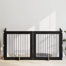   vidaXL Kutyakerítés állványokkal 4 pcs Fekete Tölgy 100 x 100 cm