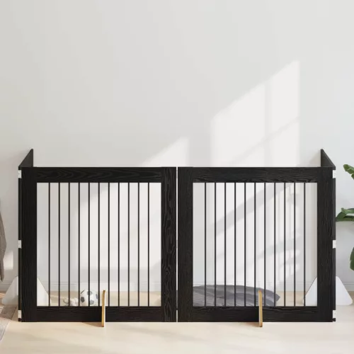 vidaXL Kutyakerítés állványokkal 4 pcs Fekete Tölgy 100 x 100 cm