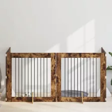   vidaXL Kutyakerítés állványokkal 4 pcs Füstös Tölgy 100 x 100 cm