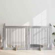   vidaXL Kutyakerítés állványokkal 4 pcs Szürke Sonoma 100 x 100 cm