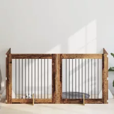   vidaXL Kutyakerítés állványokkal 4 pcs Antik Fa 100 x 100 cm