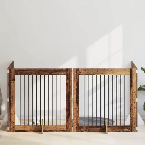 vidaXL Kutyakerítés állványokkal 4 pcs Antik Fa 100 x 100 cm