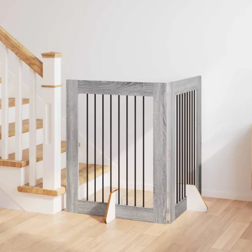 vidaXL Kutyakerítés állványokkal 2 pcs Szürke Sonoma 80 x 100 cm
