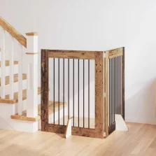   vidaXL Kutyakerítés állványokkal 2 pcs Antik Fa 80 x 100 cm Szerelt Fa