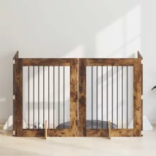  vidaXL Kutyakerítés állványokkal 4 pcs Füstös Tölgy 80 x 100 cm