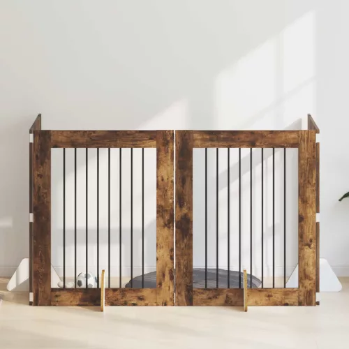 vidaXL Kutyakerítés állványokkal 4 pcs Füstös Tölgy 80 x 100 cm