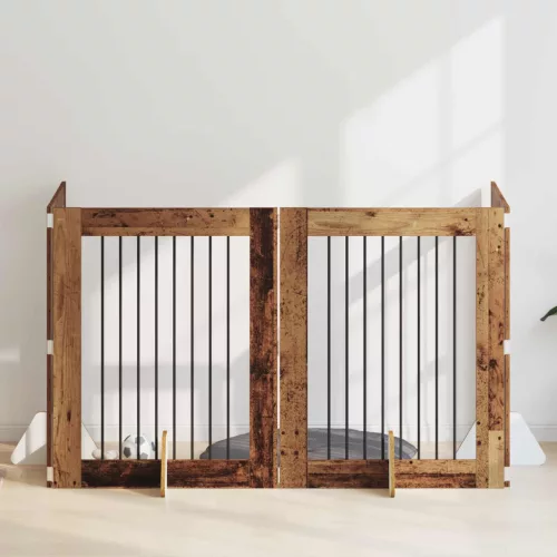 vidaXL Kutyakerítés állványokkal 4 pcs Antik Fa 80 x 100 cm Szerelt Fa