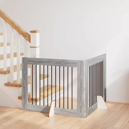 vidaXL Kutyakerítés állványokkal 2 pcs Szürke Sonoma 100 x 80 cm
