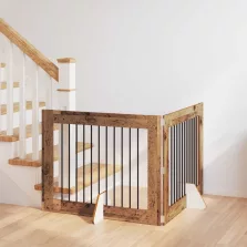   vidaXL Kutyakerítés állványokkal 2 pcs Antik Fa 100 x 80 cm Szerelt Fa