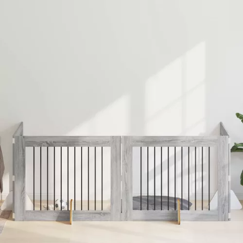 vidaXL Kutyakerítés állványokkal 4 pcs Szürke Sonoma 100 x 80 cm