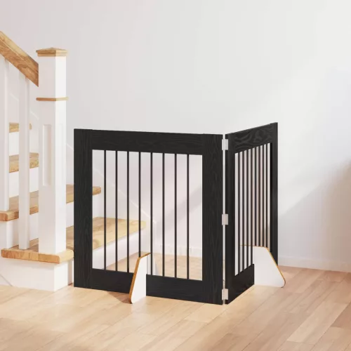 vidaXL Kutyakerítés állványokkal 2 pcs Fekete Tölgy 80 x 80 cm