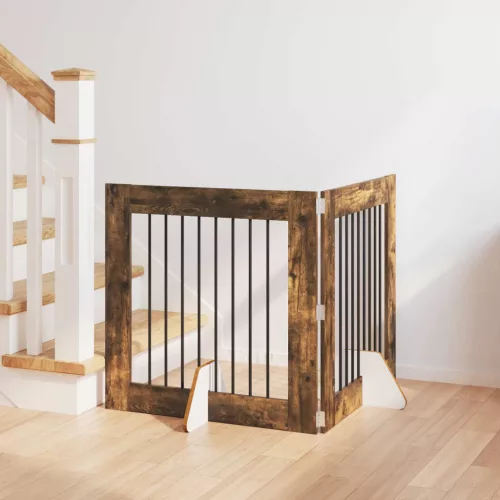 vidaXL Kutyakerítés állványokkal 2 pcs Füstös Tölgy 80 x 80 cm