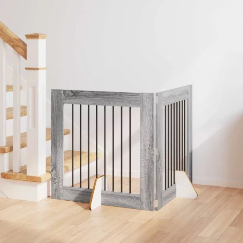 vidaXL Kutyakerítés állványokkal 2 pcs Szürke Sonoma 80 x 80 cm