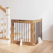   vidaXL Kutyakerítés állványokkal 2 pcs Antik Fa 80 x 80 cm Szerelt Fa