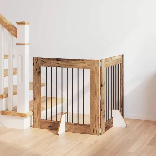 vidaXL Kutyakerítés állványokkal 2 pcs Antik Fa 80 x 80 cm Szerelt Fa