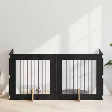   vidaXL Kutyakerítés állványokkal 4 pcs Fekete Tölgy 80 x 80 cm