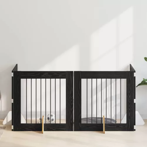 vidaXL Kutyakerítés állványokkal 4 pcs Fekete Tölgy 80 x 80 cm