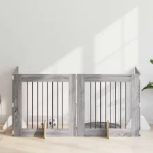   vidaXL Kutyakerítés állványokkal 4 pcs Szürke Sonoma 80 x 80 cm