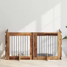   vidaXL Kutyakerítés állványokkal 4 pcs Antik Fa 80 x 80 cm Szerelt Fa