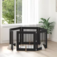   vidaXL Kutyakerítés állványokkal 6 pcs Fekete Tölgy 80 x 80 cm