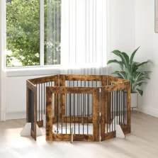   vidaXL Kutyakerítés állványokkal 6 pcs Füstös Tölgy 80 x 80 cm