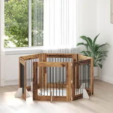   vidaXL Kutyakerítés állványokkal 6 pcs Antik Fa 80 x 80 cm Szerelt Fa