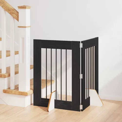 vidaXL Kutyakerítés állványokkal 2 pcs Fekete Tölgy 60 x 80 cm