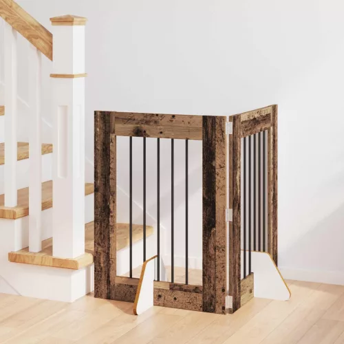 vidaXL Kutyakerítés állványokkal 2 pcs Antik Fa 60 x 80 cm Szerelt Fa