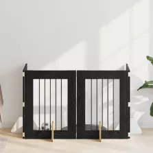   vidaXL Kutyakerítés állványokkal 4 pcs Fekete Tölgy 60 x 80 cm