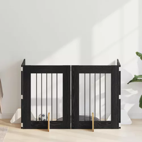 vidaXL Kutyakerítés állványokkal 4 pcs Fekete Tölgy 60 x 80 cm