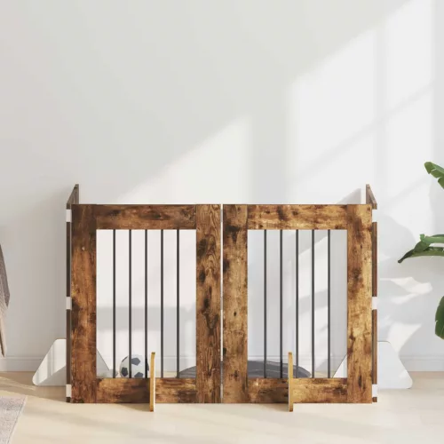 vidaXL Kutyakerítés állványokkal 4 pcs Füstös Tölgy 60 x 80 cm