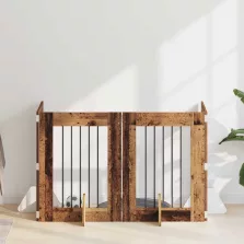   vidaXL Kutyakerítés állványokkal 4 pcs Antik Fa 60 x 80 cm Szerelt Fa