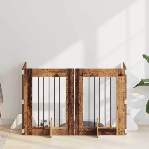 vidaXL Kutyakerítés állványokkal 4 pcs Antik Fa 60 x 80 cm Szerelt Fa