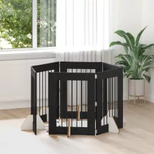   vidaXL Kutyakerítés állványokkal 6 pcs Fekete Tölgy 60 x 80 cm