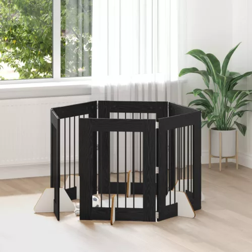 vidaXL Kutyakerítés állványokkal 6 pcs Fekete Tölgy 60 x 80 cm