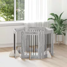   vidaXL Kutyakerítés állványokkal 6 pcs Szürke Sonoma 60 x 80 cm