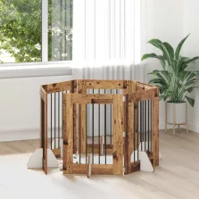  vidaXL Kutyakerítés állványokkal 6 pcs Antik Fa 60 x 80 cm Szerelt Fa
