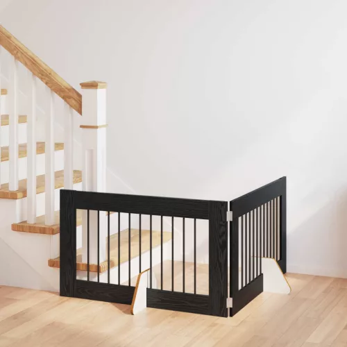 vidaXL Kutyakerítés állványokkal 2 pcs Fekete Tölgy 100 x 60 cm