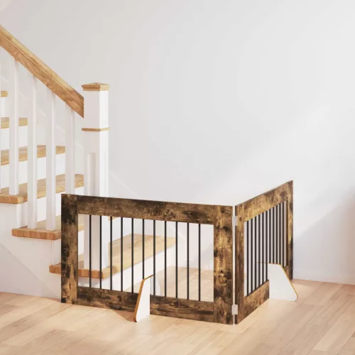 vidaXL Kutyakerítés állványokkal 2 pcs Füstös Tölgy 100 x 60 cm