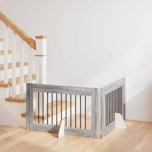 vidaXL Kutyakerítés állványokkal 2 pcs Szürke Sonoma 100 x 60 cm