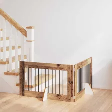   vidaXL Kutyakerítés állványokkal 2 pcs Antik Fa 100 x 60 cm Szerelt Fa