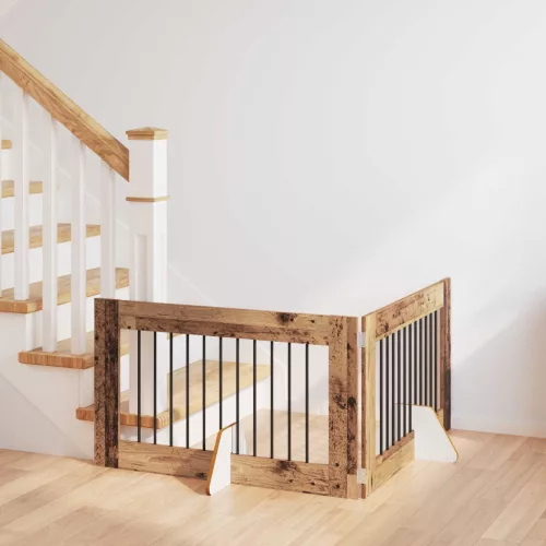 vidaXL Kutyakerítés állványokkal 2 pcs Antik Fa 100 x 60 cm Szerelt Fa